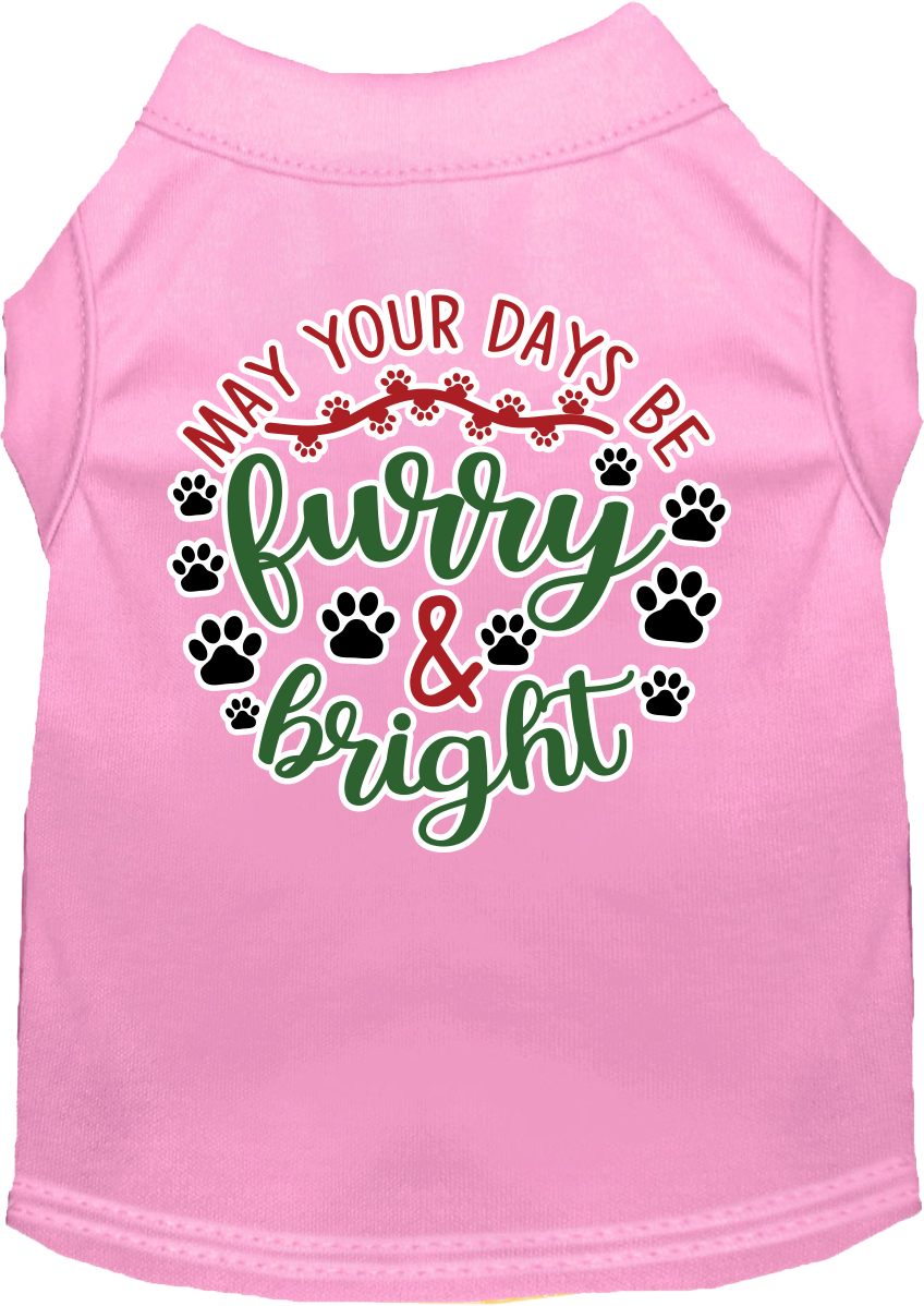 Furry and Bright Screen Print Dog Shirt Light Pink Size LG